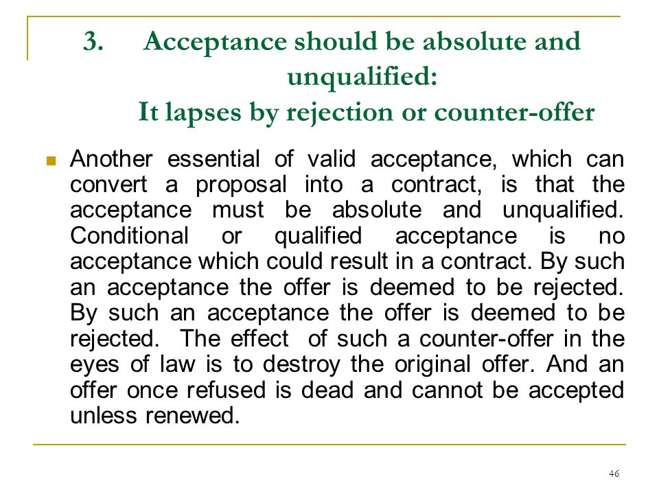 Business law conditional acceptance